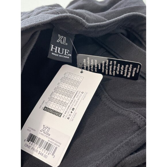 HUE Classic Stretch Denim Legging Size XL Pull On Elastic Waist Black Active NEW - Picture 2 of 5